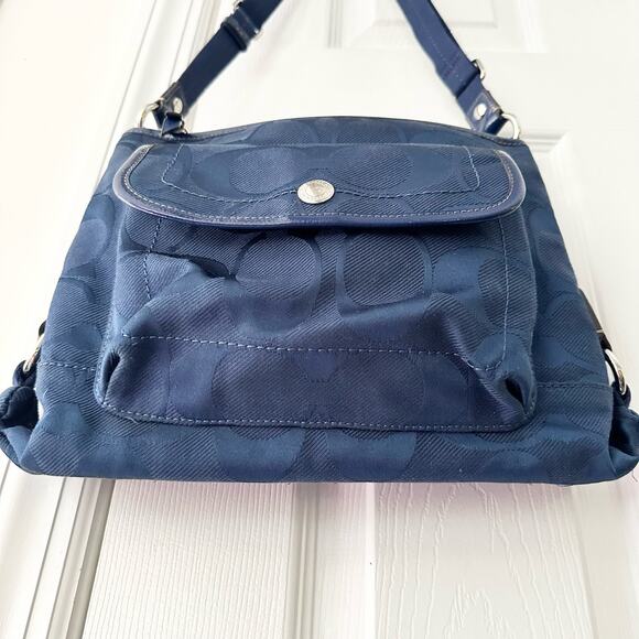Coach Blue Canvas Signature Monogram F16550 Y2K Convertible Shoulder Bag Clean - Picture 5 of 9
